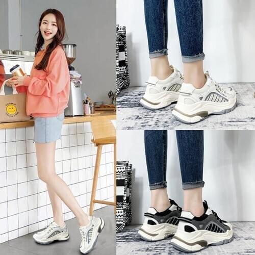 2020 spring and autumn new all-match breathable thick sole increase casual sports shoes fashion old shoes womens trend X429