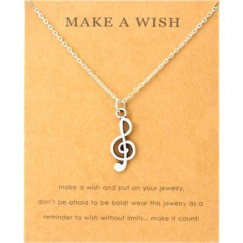 Music Note Treble Clef Necklace Cancer Ribbon Butterfly Pendants Necklaces Angel Wings Women Men Unisex Fashion Jewelry