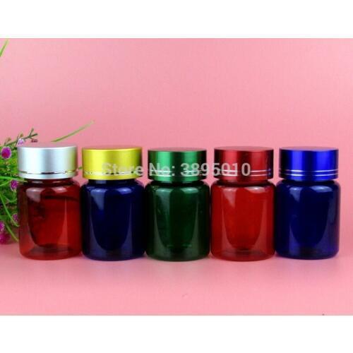60g Plastic Empty blue green red Bottle Pet Medicine Pill packaging Bottles with Cap F794