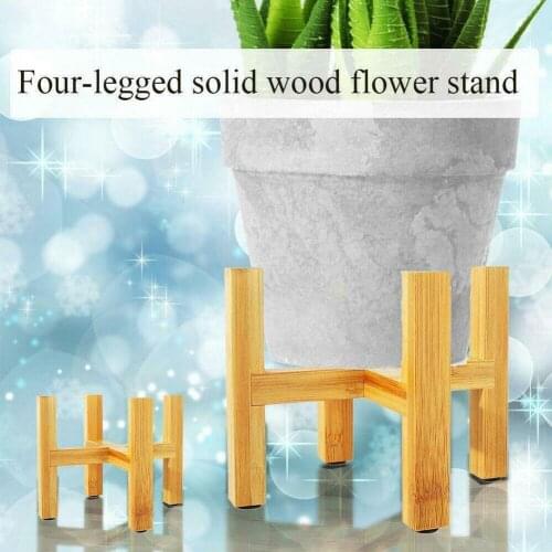 Wooden Four-legged Flower Stand Strong Durable Free Plant Garden Bamboo Holder Shelf Bonsai Display Pot Stand Decor Home Tr N1Z6