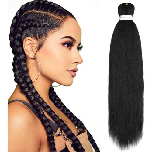 Pre Stretched Braiding Hair Extensions Easy Crochet Braid Hair Bundle Yaki Straight Ombre Synthetic Box Braids Hot Water Set