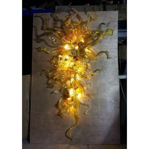Contemporary Art Glass Flower Lamp Handmade Blown Glass Flush Mounted Chandelier Light Fixture