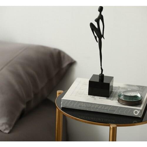 Modern Enchanting Woman Dancing Legs Up Figurines Creative Metal Crafts Ornament Black Crystal Art Statue Home Decor Accessoies