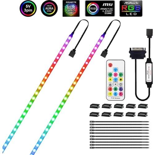 5V Addressable Digital WS2812b RGB LED Strip LED Symphony Controller Full Kit for PC Computer Case, SATA Power Supply Interface