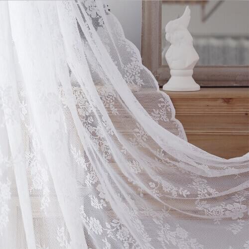 Curtain of gauze curtain of Alvin girls bedroom Europe type small emotional appeal lace pattern pervious to light tulle curtain