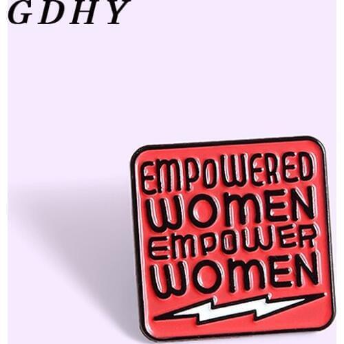 GDHY Empowered Women Feminism Enamel Brooch Red Square Badge Feminism Liberalism Female Inspirational Pin For Women Gifts