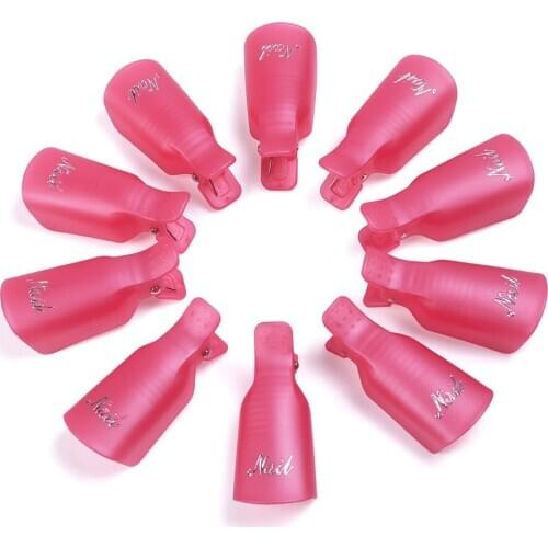 10 Pcs Plastic Nail Clip Nail Art Gel Polish Remover Soak Off Cleaner Cap Clip 8 Colours