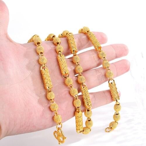 24K Solid Yellow Gold Bamboo Necklace for Men 6MM 7MM 8MM Gold 585 Chain Necklace Pendant Birthday Fine Jewelry Choker Neck Gift