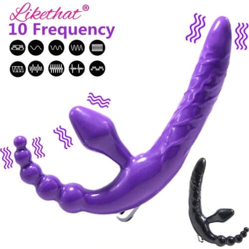 3in 1 Strap-on Dildo Vibrator For Women Anal Beads Plug G-Spot Adult Sex toys for Lesbian Gays Masturbation Sex Product Game