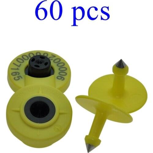 60pcs Cow Ear Tags Equine Id Tags with RFID Micro TPU Earrings Cattle Livestock Animal Identification
