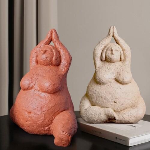 Abstract Fat Lady Figurines Vintage Woman Statue Handmade Tabletop Resin Crafts Gifts Home Decoration Ornaments Creative Figures