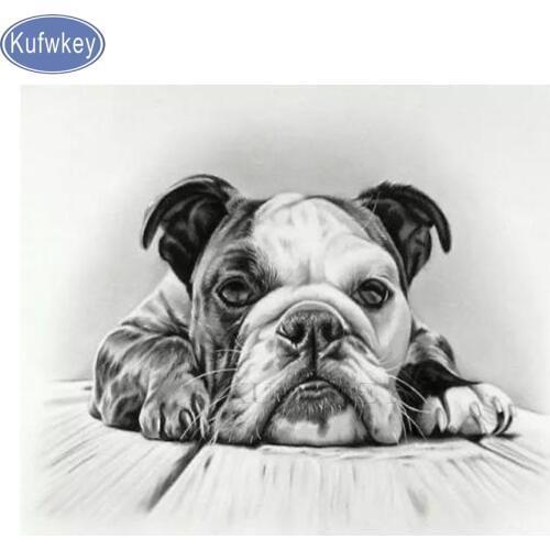 Kufwkey diy diamond Painting English Bulldog"full square resin diamond 3d picture pet,Daimond embroidery dog icon,Modern decor