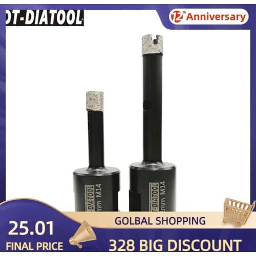 DT-DIATOOL 2pcs/set Dia 10+12mm M14 Diamond Wet Welded Drilling Core Bits Solid Segments Drill Hole Saw For Granite Marble Stone