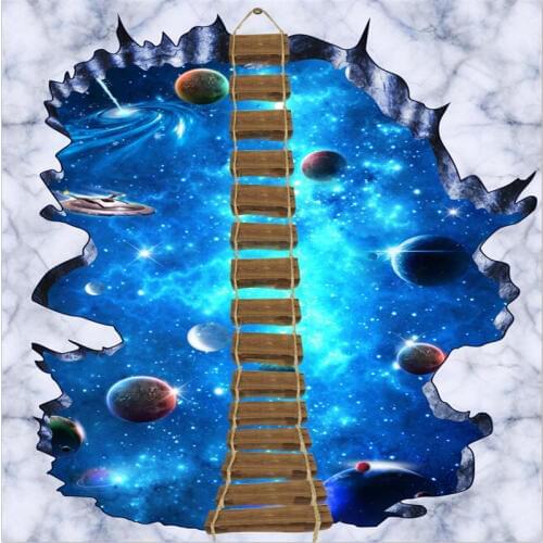 Beibehang Custom floor stickers 3d Papel de parede decorative stickers square mall floor stickers starry universe floating обои