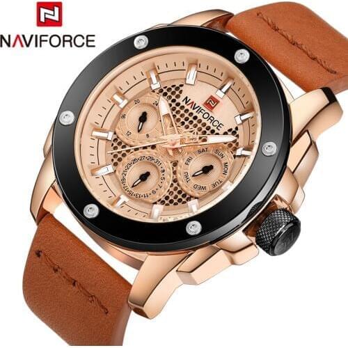 Naviforce Fashion Luxury Brand Men Waterproof Military Sports Watches Mens Quartz Analog Leather Wrist Watch relogio masculino