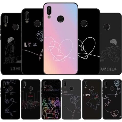 Love Yourself Art Black Soft Phone Case For Huawei P40 P30 P20 Mate 10 20 30 40 Pro lite Plus P smart 2019 2020 TPU Cover