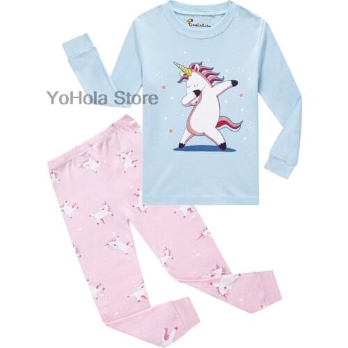 Girls Unicorn Home Sleepwear Baby Kids Cotton Pajamas Set Children Cartoon Long Sleeve Pyjamas Clothing Sets Casual Pijamas Set