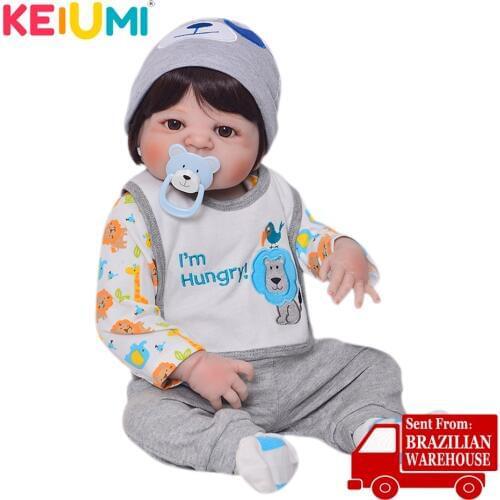 KEIUMI Handsome Reborn Baby Doll 23 inch Full Silicone Vinyl Reborn Babies Boy Waterproof For Sale Children Xmas Gifts
