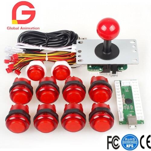 Classic Arcade Games Cabinet Kit USB Encoder to PC Joystick handle + 5V LED Lights Push Buttons for Arcade PC Game DIY Project