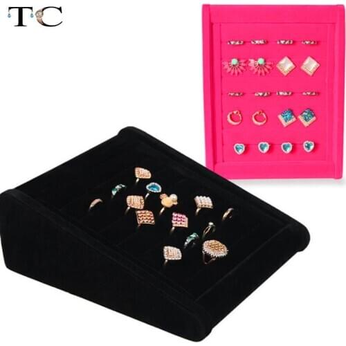 Bevel Ring Stand Black Velvet Rose Jewelry Display Props Display Counter Display Jewelry Holder Shadow Box