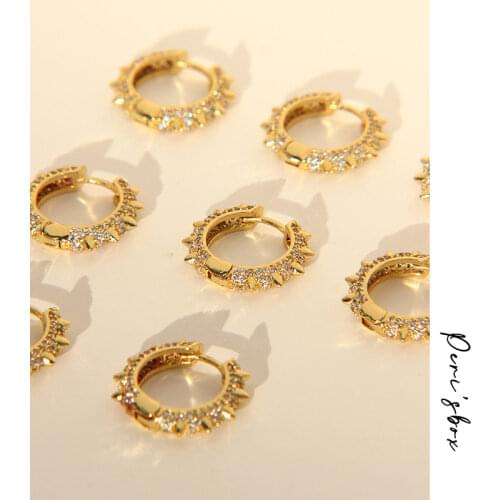 PerisBox Colorful Cubic Zirconia Hoop Earrings Rivet Geometric Earrings for Women Minimalist Earrings Glossy Jewelry 2020 Hot