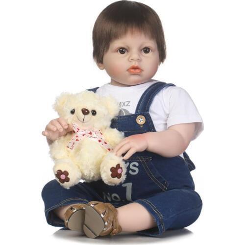70cm Toddler doll reborn baby real soft body silicone vinyl dolls for girls boys unisex Baby clothing model 24inch gift for kids