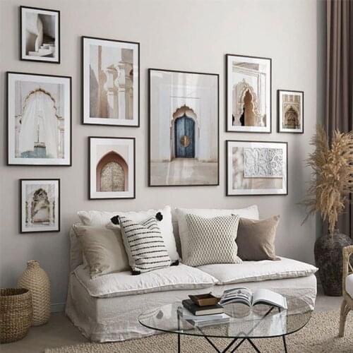 Morocco Door Architectural Tourism Nordic Retro Decorative Painting For Living Room Wall Decoration Home Decor