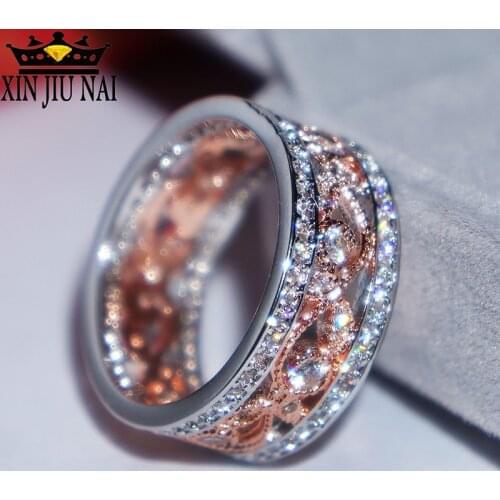 Mossovy Zircon Rose Gold Flower Engagement Ring for Female Fashion Jewelry Rhinestone Wedding Rings for Women Bague Femme Anil