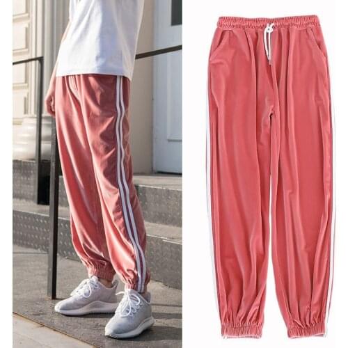 Autumn Women Harem Pants Lambskin Cashmere Spring Female Casual Pants Soft Track Pants Side Striped Sweatpants Trousers