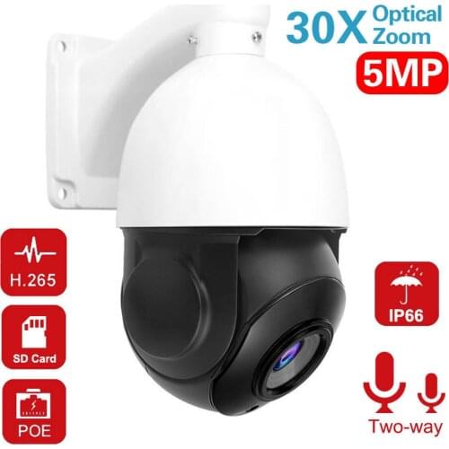PTZ IP Camera POE 5MP Super HD 2592x1944 Pan/Tilt 30x Zoom Speed Dome Cameras H.264/H265 Compatible With Xmeye 48V POE NVR