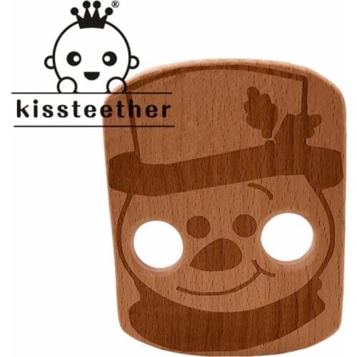 Kissteether Food Grade Snowman Beech Wooden Teethers Baby Teether for Kids Childrens Toys Diy Making Wooden Rings Teething Toys