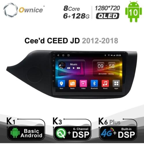 QLED Android 10.0 Car DVD PC Player GPS Glonass Navigation Multimedia for KIA Cee'd CEED JD 2012 - 2018 DSP 4G SPDIF Auto RDS