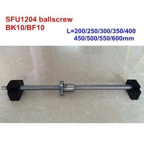 SFU1204 ballscrew 200mm 250mm 300mm 350mm 400mm 450mm 500mm 550mm 600mm + BK10/BF10 RM1204 CNC