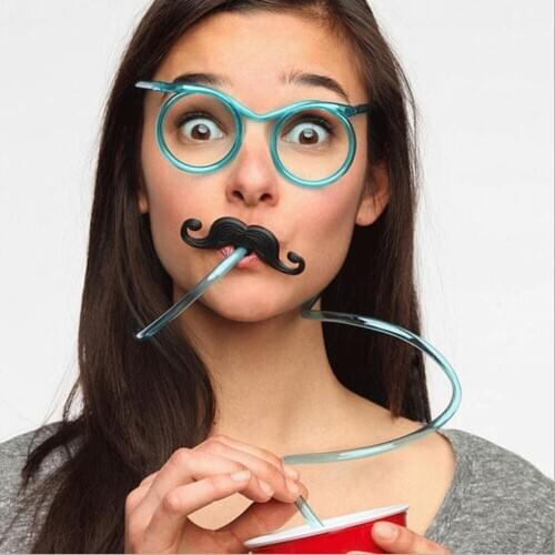 1PCS DIY Creative Straws Funny Mustache Beard Glasses Straws Baby Birthday/Wedding Party Decoration Drinking Straws Kids Toys
