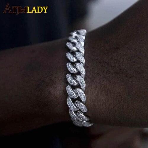Sparking bling 5A cubic zirconia CZ cuban link chain bracelet for men high quality iced out bling hiphop Rock men boy jewelry