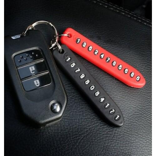 Anti-lost Phone Number Plate Car Keychain Pendant Auto Vehicle Phone Number Card Keyring Key Chain Car Interior Decoration