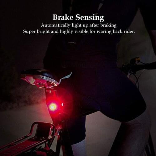 Smart bicycle tail light, USB rechargeable super bright IPX6 waterproof brake sensor bicycle tail light, light-sensitive