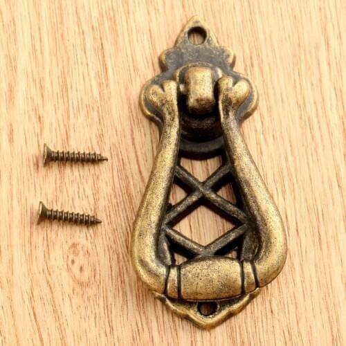 Vintage Jewelry Wooden Box Pull Knob Antique Bronze Furniture Handle Kitchen Cabinet Drawer Cupboard Pull Handles With Screw