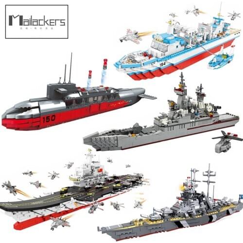 Mailackers Ww2 Military Ship Warships Navy Submarine Battleship Military Plane Missile Boat Building Block Weapons Toys For Kid