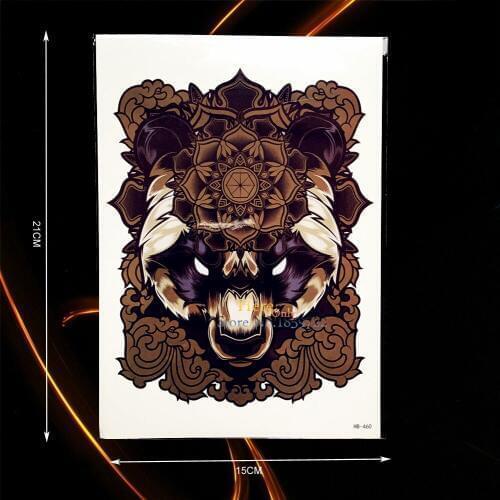 1PC Cool Beast Bear Head Flower Arm Tattoo Body Chest Art Men Women Henna Temporary Tattoo Stickers Waterproof Tatoo Sleeve B460