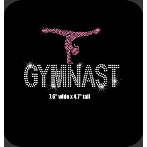 2pc/lo Gymnasticsapplique patch iron on design rhinestone applique patch hot fix motif dress strass iron for shirt bag