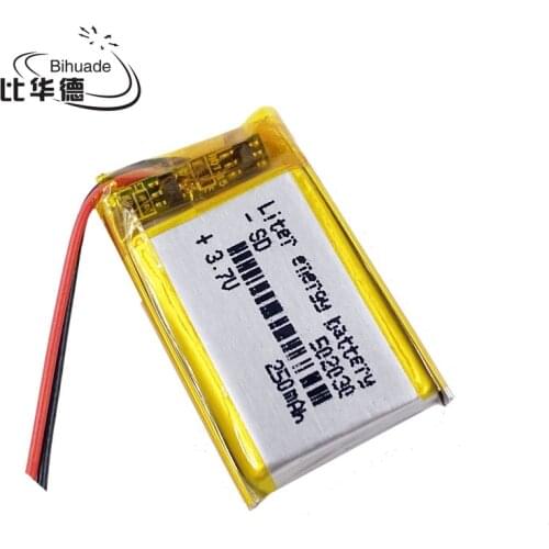 3.7V 250mAh 502030 Lithium Polymer Li-Po li ion Rechargeable Battery cells For Mp3 MP4 MP5 GPS PSP mobile bluetooth