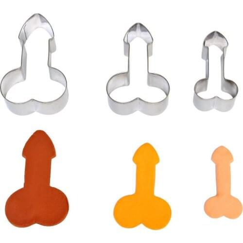 3pcs/set Adult Sexy Penis Metal Cookie Cutter Biscuit Mold Fondant Cake Mould DIY Pastry Bake Decorating Tools