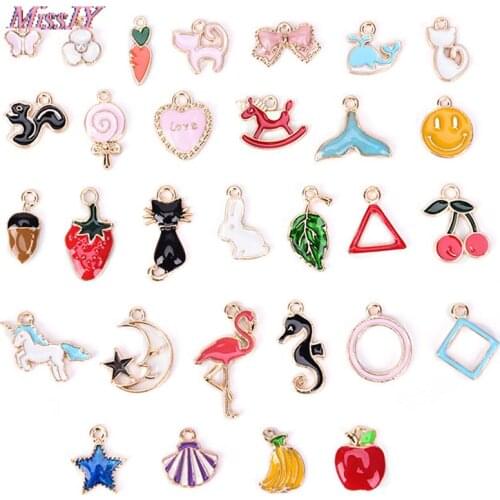 30PCS/20PCS Multicolor Mixed Enamel Beads Pendants Charms Craft DIY Jewelry Findings
