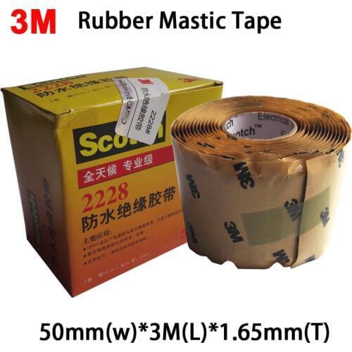 3M Scotch 2228 Rubber Mastic Tape Moisture Sealing Electrical 50mmx3mx1.65mm (2in. x10ft. x,065in.) All Day, Professional Class