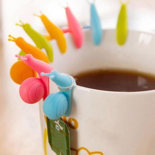 6 Colors to choose Cute Snail Shape Silicone Tea Bag Holder Cup Mug Candy Colors Gift Set GOOD Tea Tools tea infuser LX6152