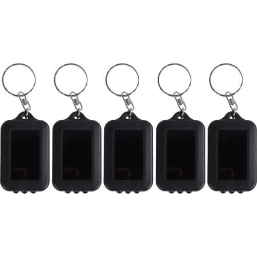 Promotion! 5x Emergency 3 LED Torch Flashlight Key Fob Solar Energy Power Keychain Lamp Light (Black)