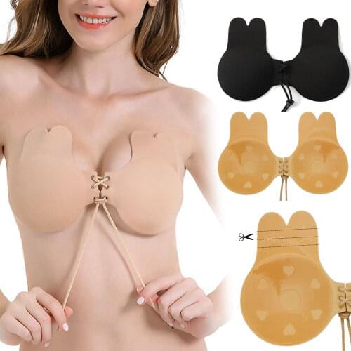 Strapless Invisible Lifting Sticky Bra Self Adhesive Bandage Backless Bandage Silicone Push Up Bra Seamless Rabbit Brassiere