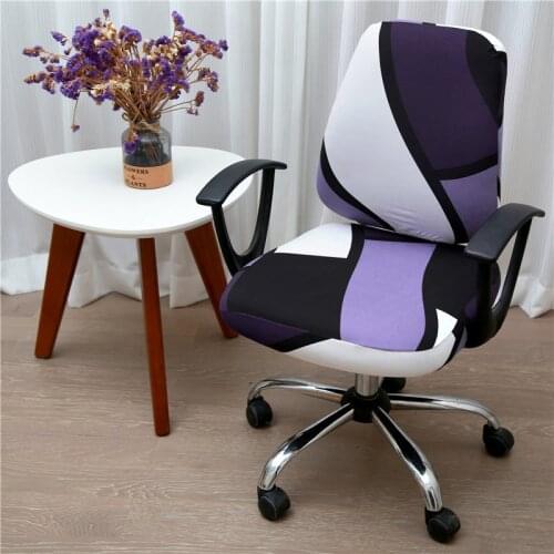 Printed Split Armchair Covers Elastic Spandex Computer Seat Cover Modern Office Rotating Split Chair Cover Washable 2pcs/set