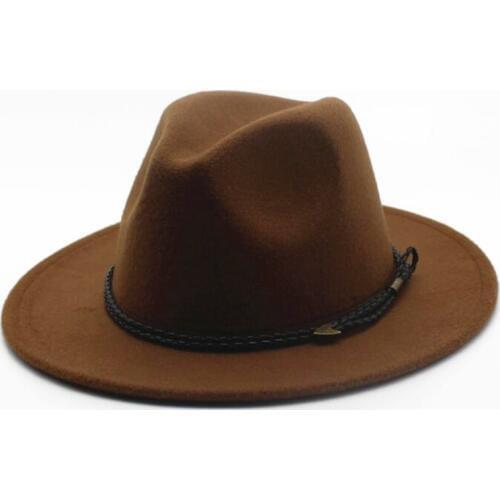 Seioum Special Felt Hat Men Fedora Hats with Belt Women Vintage Trilby Caps Wool Fedora Warm Jazz Hat Chapeau Femme feutre